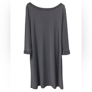 Tiana B Embellished Taupe Knit Dress – Made in USA, Size 10